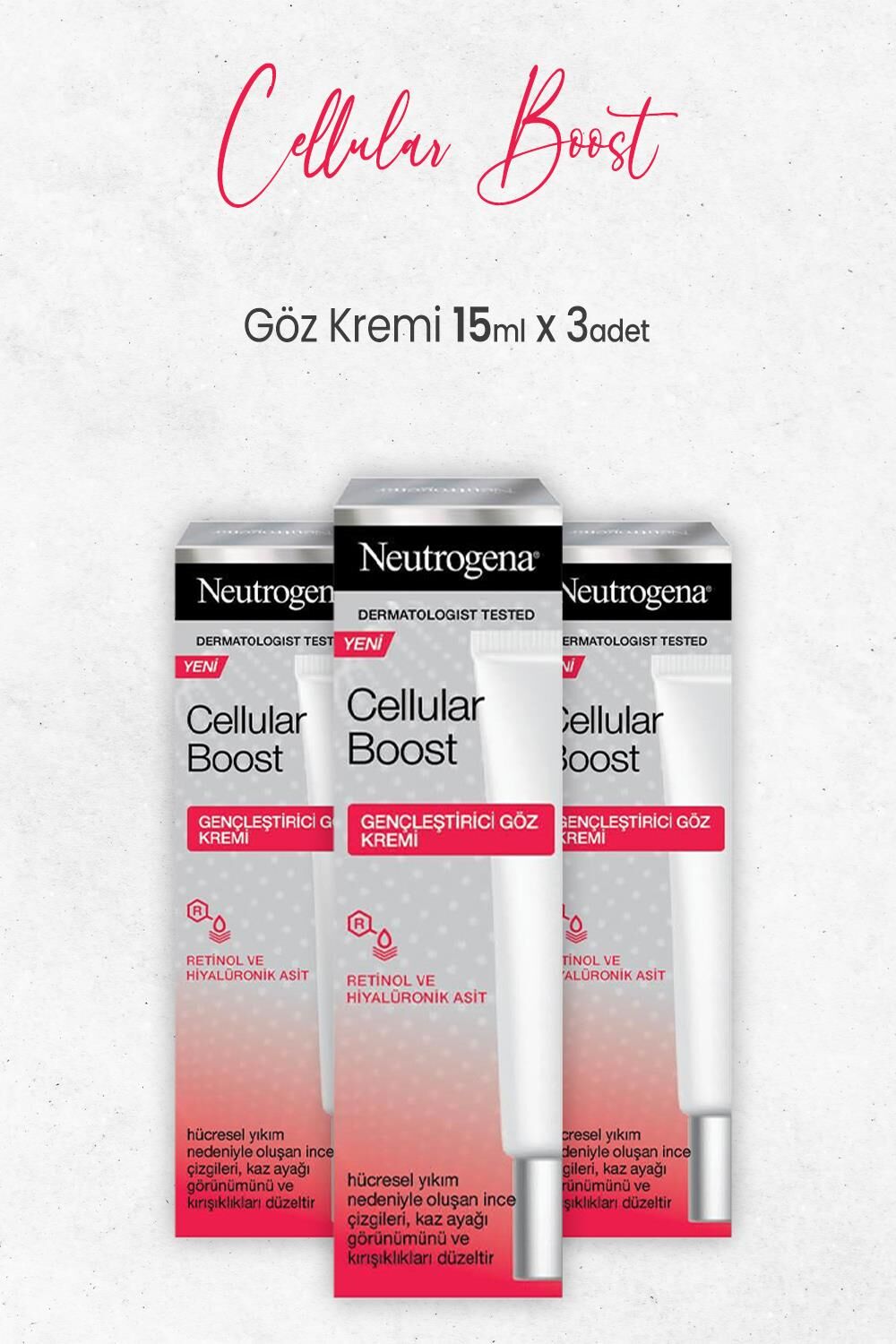 Neutrogena Cellular Boost Gençleştirici Göz Kremi 15 ml x 3 Adet