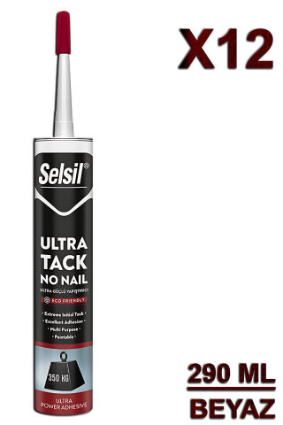 Selsil Ultra Tack Güçlü Montaj Yapıştırıcısı 290 ML Beyaz (12 Adet)