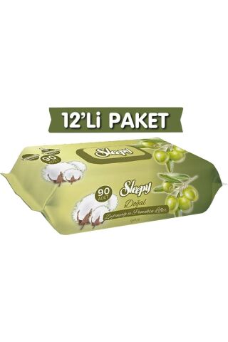 Sleepy Doğal Zeytinyağlı Ve Pamuklu Islak Bebek Havlusu 12x90