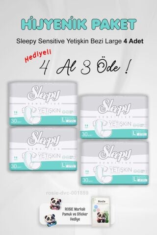 Sleepy Sensitive Yetişkin Bezi Large 4 Al 3 Öde ve Rosie Pamuk