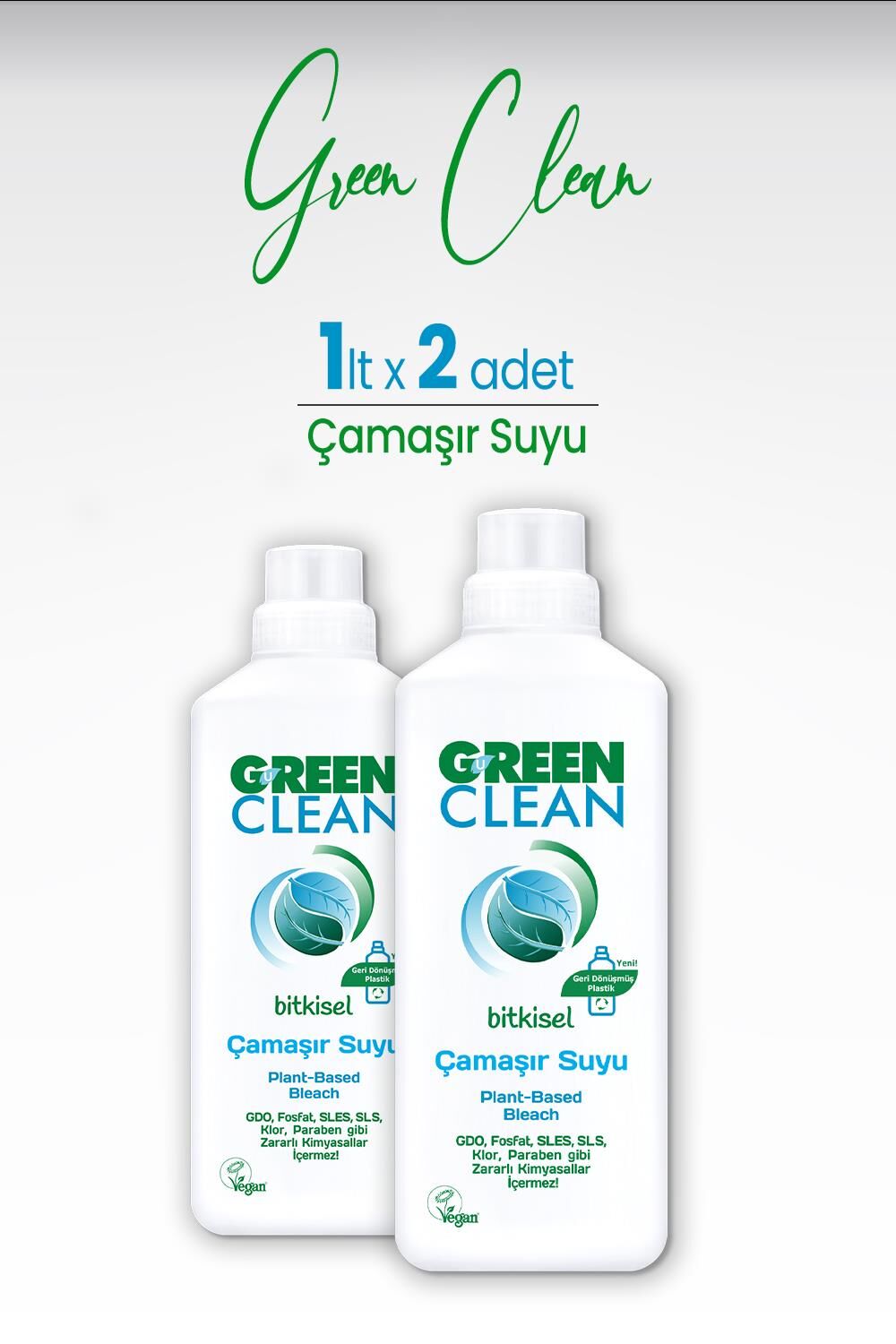 U Green Clean Bitkisel Çamaşır Suyu 1 L x 2 Adet