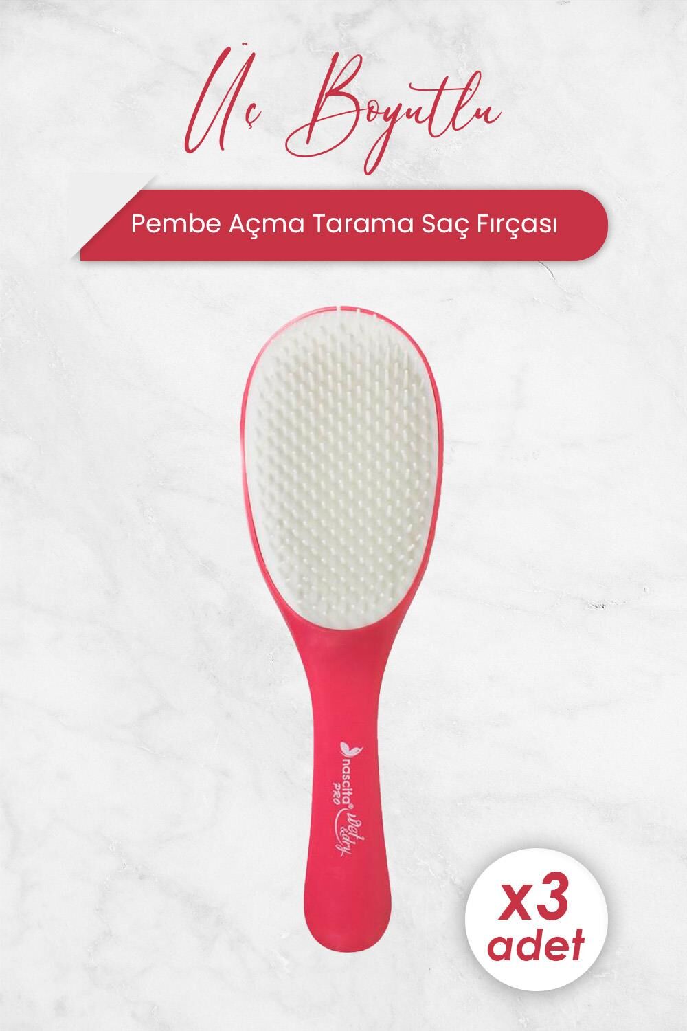 Nascita Üç Boyutlu Açma Tarama Saç Fırçası Pembe 4190 x 3 Adet