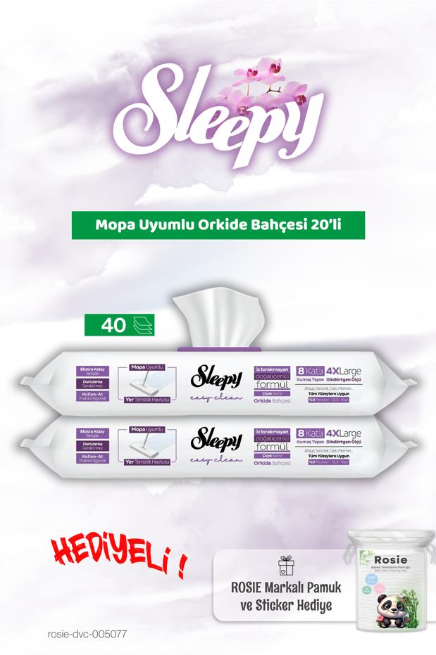 Sleepy Mopa Uyumlu Orkide Bahçesi 20'li x 2 ve Rosie Bebek pamuğu
