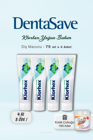 Denta Save Klorhex Diş Macunu 4 AL 3 ÖDE 75 ml ve Kulak Çubuğu