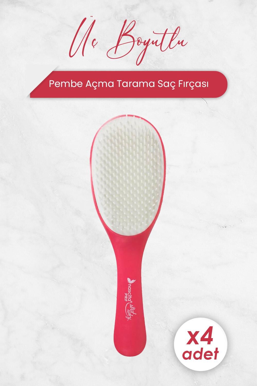 Nascita Üç Boyutlu Açma Tarama Saç Fırçası Pembe 4190 x 4 Adet