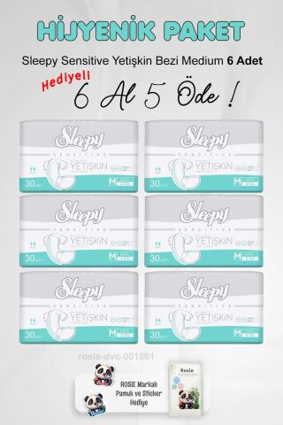 Sleepy Sensitive Yetişkin Bezi Medium 6 Al 5 Öde ve Rosie Pamuk