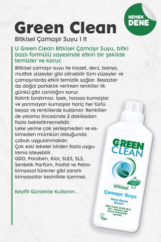 U Green Clean Bitkisel Çamaşır Suyu 1 L
