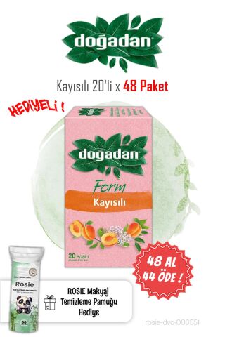 Doğadan 48 AL 44 ÖDE Form Çay 20'li Kayısılı ve Rosie Pamuk