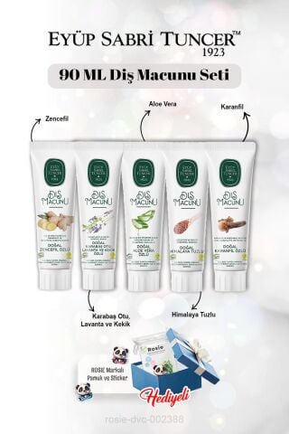 Diş Macun Seti Zencefil, Karanfil, Himalaya, Aloe Vera, Lavanta 90 ml ve Rosie