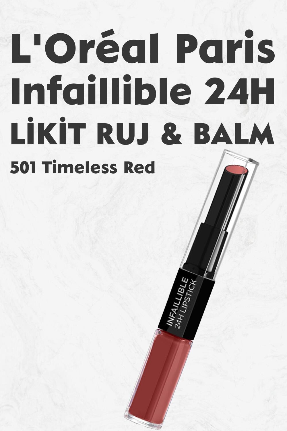 Loreal Paris Infaillible 24H Kalıcı Likit Ruj & Balm 501 Timeless Red