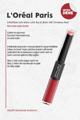 Loreal Paris Infaillible 24H Kalıcı Likit Ruj & Balm 501 Timeless Red