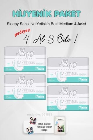 Sleepy Sensitive Yetişkin Bezi Medium 4 Al 3 Öde ve Rosie Pamuk