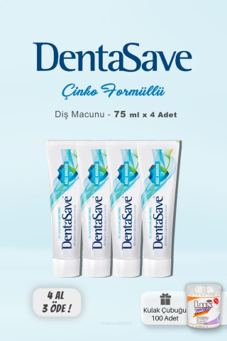 Dentas Save 4 AL 3 ÖDE Diş Macunu Çinko Formül 75 ml ve Kulak Çubuğu