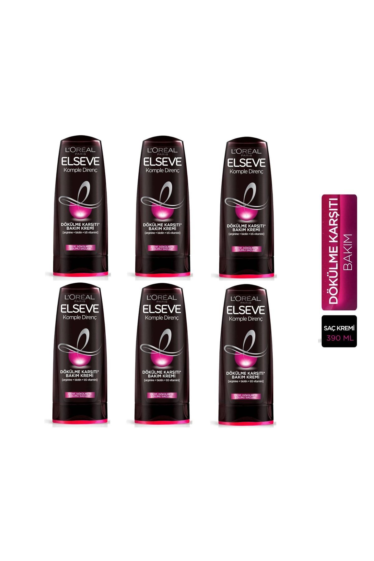Elseve Loreal Komple Direnç Dökülme Karşıtı Bakım Kremi 390 Ml X 6 Adet