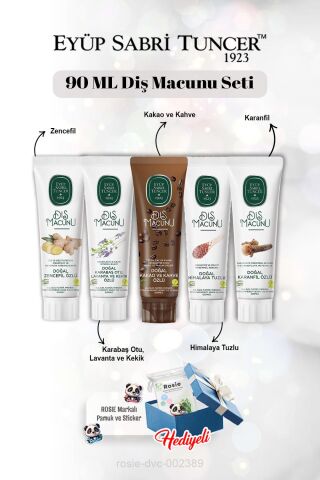 90 ml Diş Macun Seti Kakao, Zencefil, Karanfil, Himalaya,Lavanta ve Rosie
