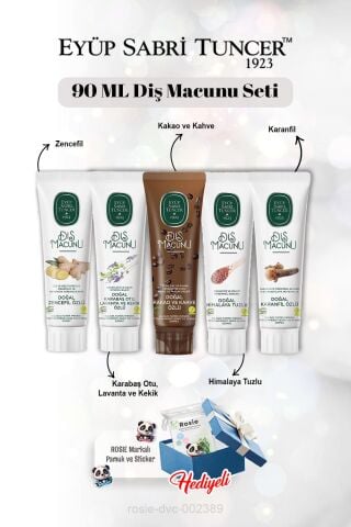 90 ml Diş Macun Seti Kakao, Zencefil, Karanfil, Himalaya,Lavanta ve Rosie