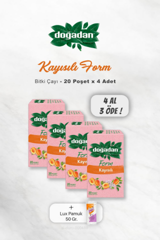 4 AL 3 ÖDE Doğadan Form Çay Kayısılı 20'li, Pamuk