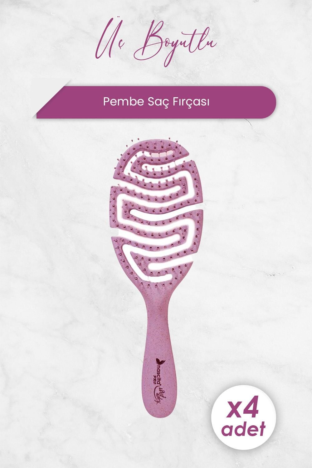 Nascita Üç Boyutlu Saç Fırçası Geri Dönüştürülebilir Pembe 4169 x 4 Adet