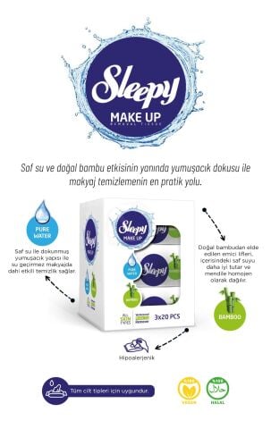 Sleepy 3 adet Makyaj Temizleme Mendili 20'li ve Rosie Pamuk