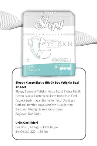 Sleepy Sensitive X Large Ekstra Büyük Boy Yetişkin Bezi 12 Adet X3