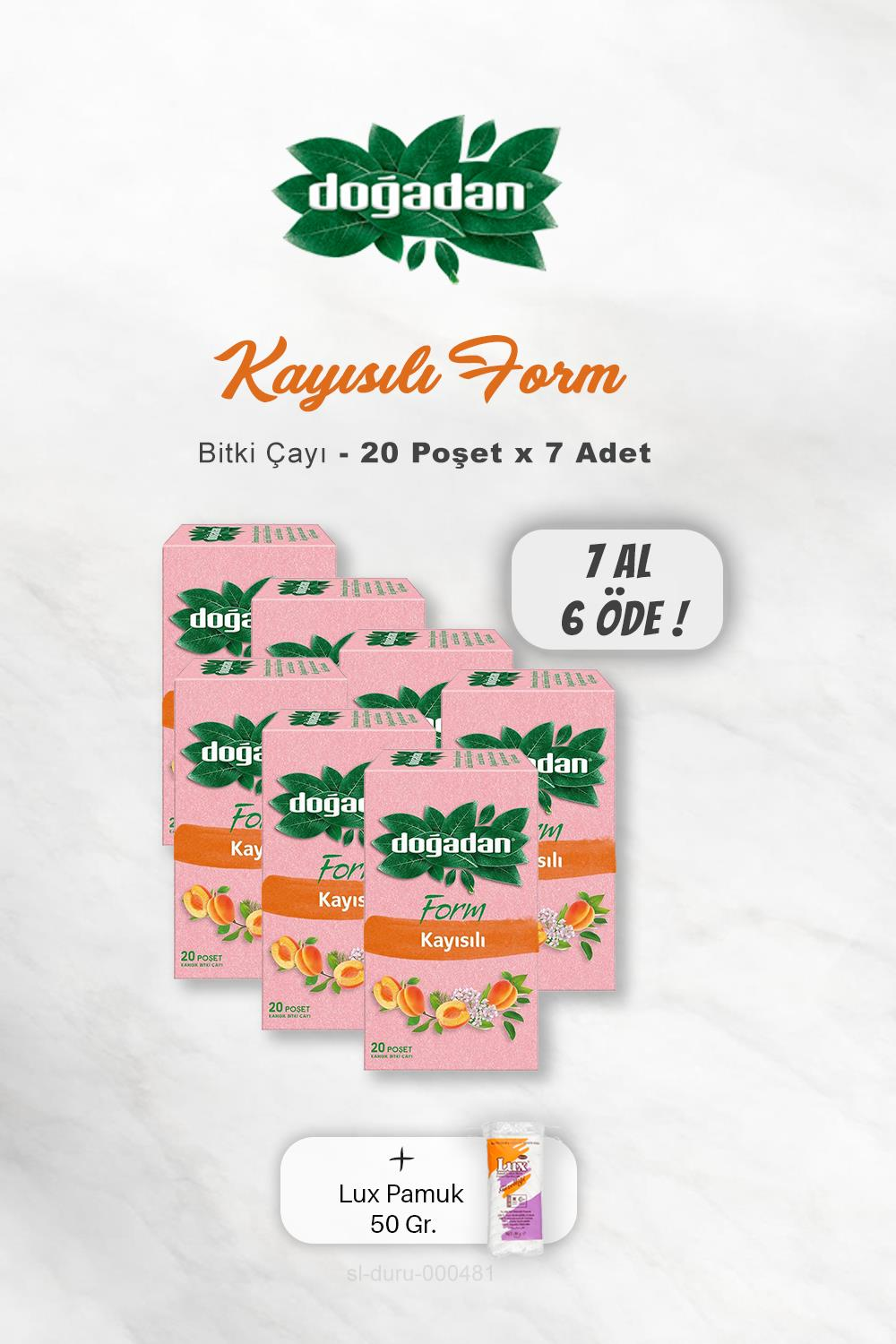 7 AL 6 ÖDE Doğadan Form Çay Kayısılı 20'li, Pamuk