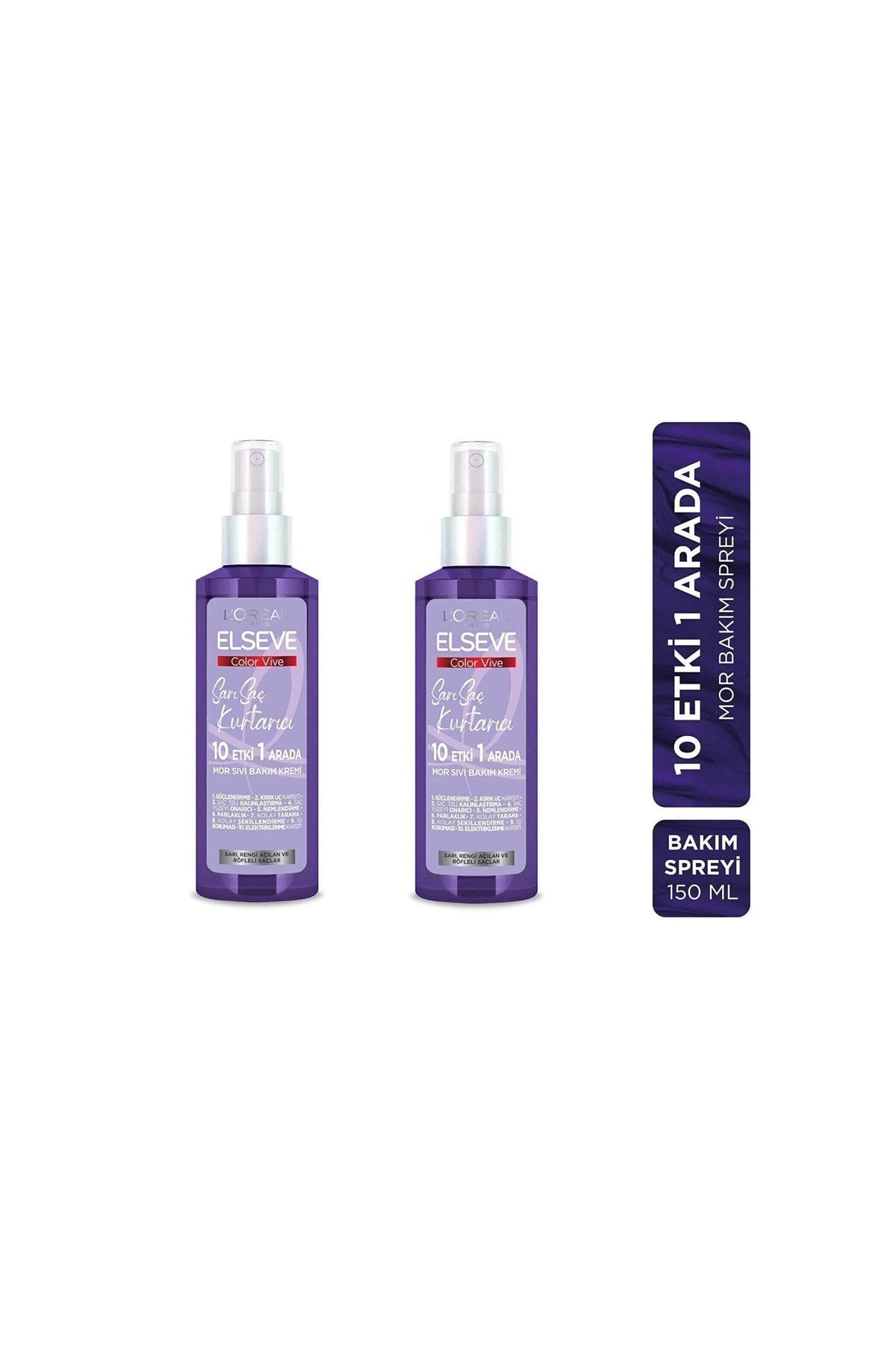 Elseve L'oreal Paris Color Vive Sarı Saç Kurtarıcı Mor Sıvı Bakım Kremi 150 Ml X 2 Adet