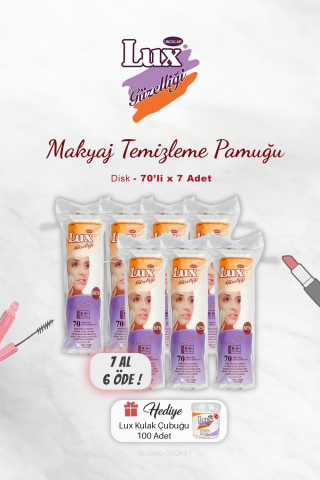 Lux Makyaj Temizleme Pamuğu Disk 7 AL 6 ÖDE ve Lux Pamuk Çubuğu 100' lü