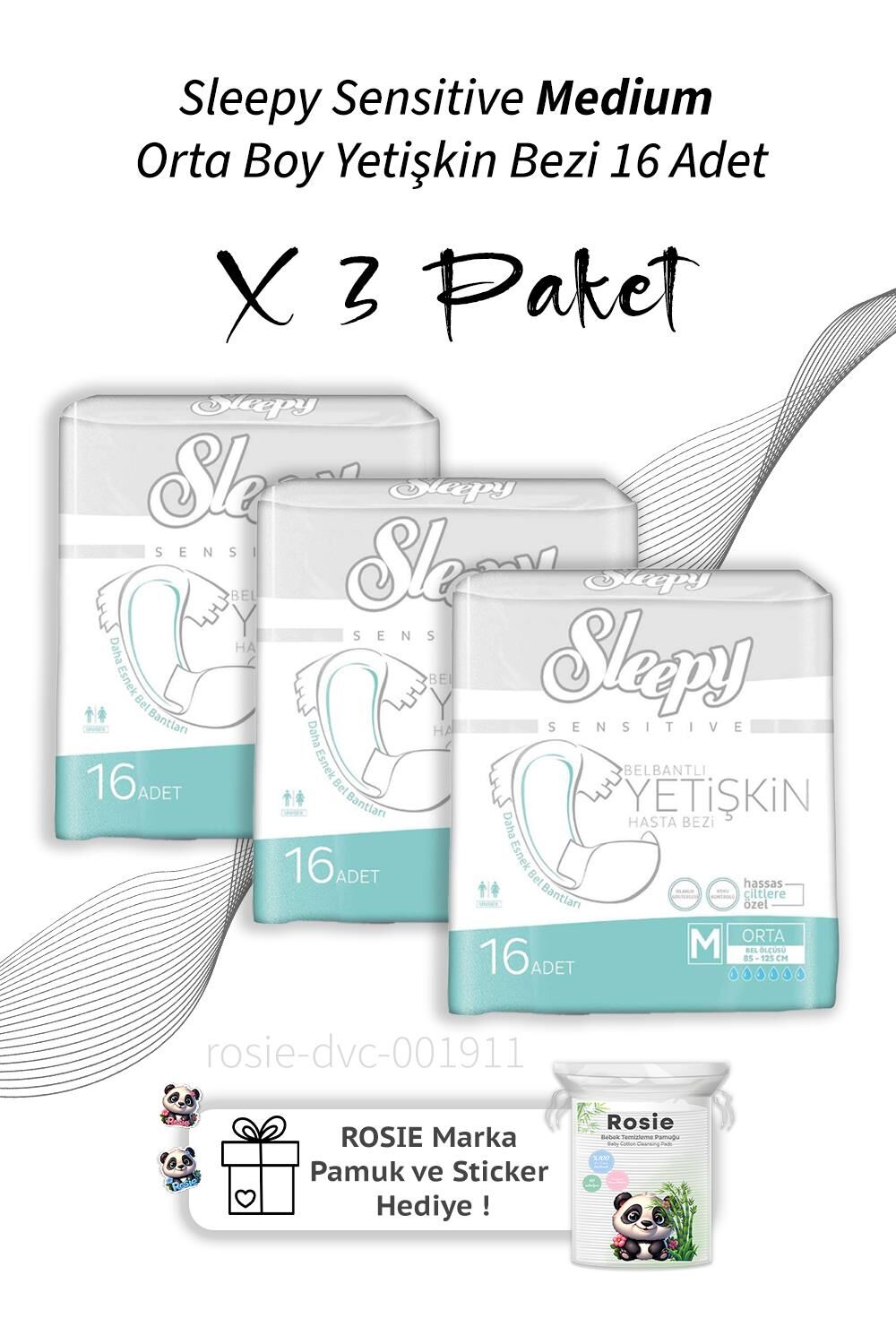 Sleepy Sensitive Medium Orta Boy Yetişkin Bezi 16 Adet  X3