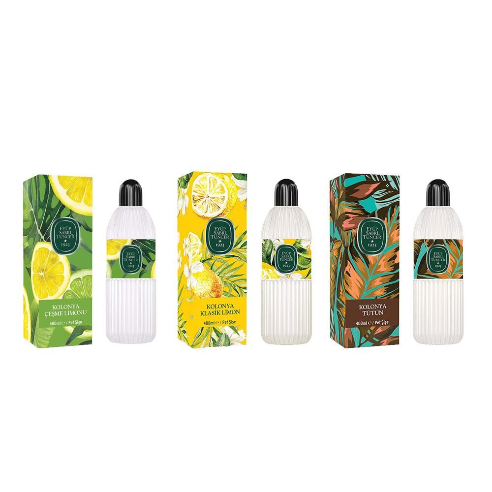 Eyüp Sabri Tuncer Kolonya Çeşme Limonu, Klasik Limon ve Tütün Pet Şişe 400 ml