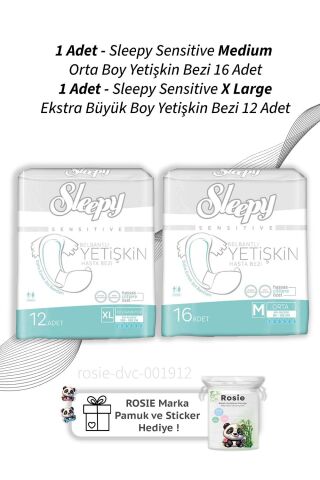 Sleepy Sensitive X Large Ekstra Büyük Boy Yetişkin Bezi 12 Adet ve Medium Orta Boy Yetişkin Bezi 16 Adet