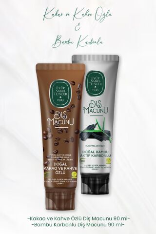Eyüp Sabri Tuncer Diş Macunu Kakao ve Kahve Özlü 90 ml ve Bambu Karbonlu 90 ml