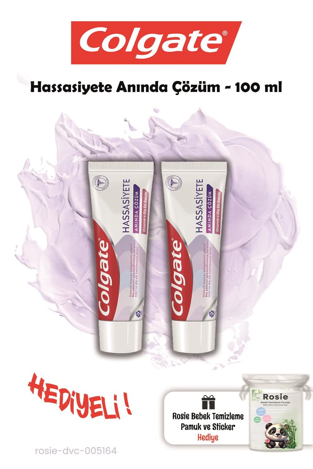 Colgate Hassasiyete Anında Çözüm 2 Adet 100 ml ve Rosie Hediye