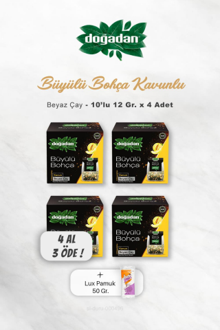 4 AL 3 ÖDE Doğadan Büyülü Bohça Beyaz Çay Kavun 10'lu, Pamuk