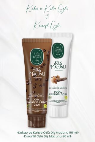 Eyüp Sabri Tuncer Diş Macunu Kakao ve Kahve Özlü 90 ml ve Karanfil Özlü 90 ml