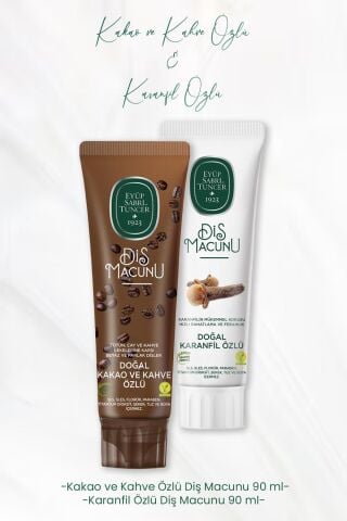 Eyüp Sabri Tuncer Diş Macunu Kakao ve Kahve Özlü 90 ml ve Karanfil Özlü 90 ml