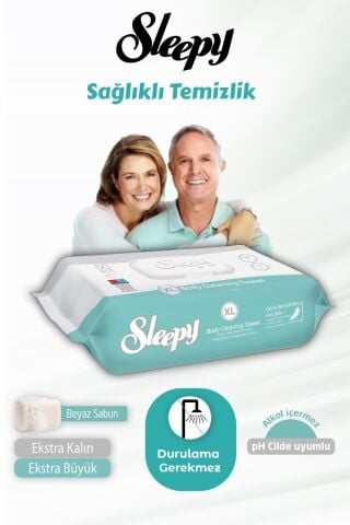 17 AL 15 ÖDE Sleepy Vücut Temizleme Mendili Xl 50''li ve ROSIE
