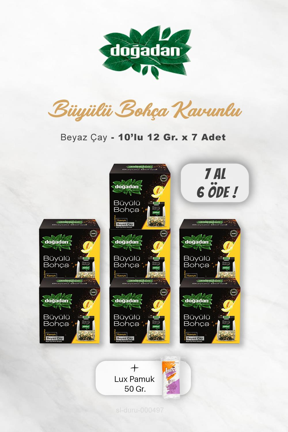 7 AL 6 ÖDE Doğadan Büyülü Bohça Beyaz Çay Kavun 10'lu, Pamuk