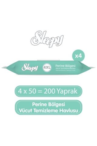 Sleepy Perine Bölgesi Vücut Temizleme Havlusu 4x50 (200 Yaprak)