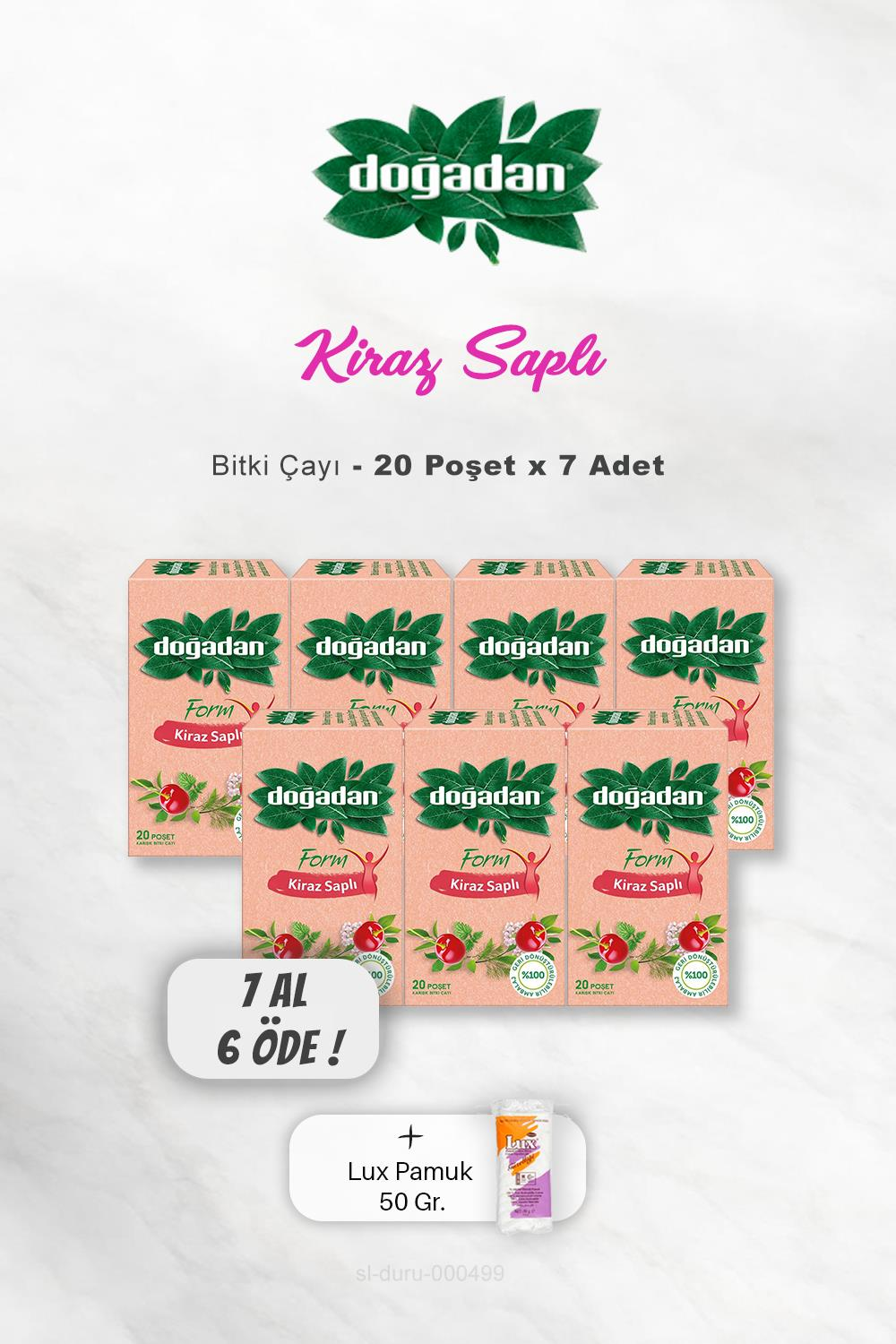 7 AL 6 ÖDE Doğadan Form Çay Kiraz Saplı 20'li, Pamuk