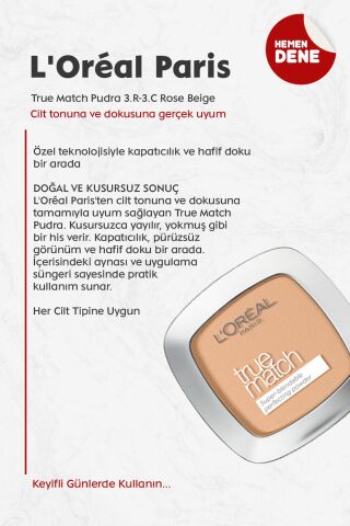 Loreal Paris True Match Pudra 3.R-3.C Rose Beige