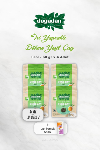4 AL 3 ÖDE Doğadan Dökme Yeşil Çay Sade 60 gr, Pamuk