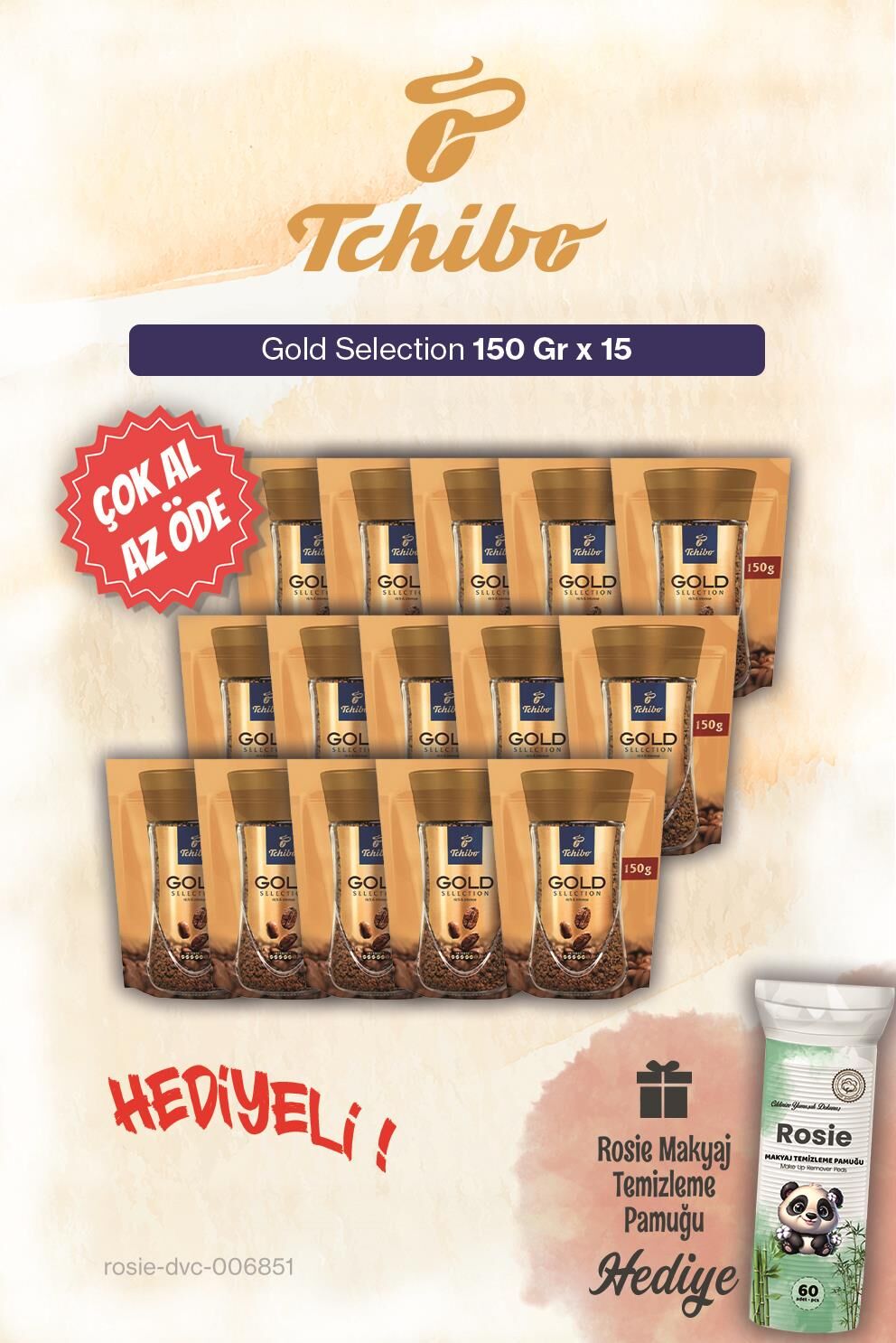 Tchibo 150 Gr Gold Selection 15'li Çok Al Az Öde Çözünebilir Kahve ve Pamuk