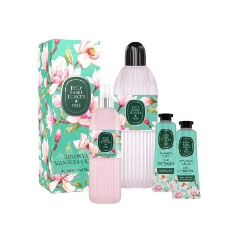 Eyüp Sabri Tuncer Manolya Çiçeği Kolonyası 400 ML, 150 ml ve 2 Adet El ve Vücut Kremi 50 ml