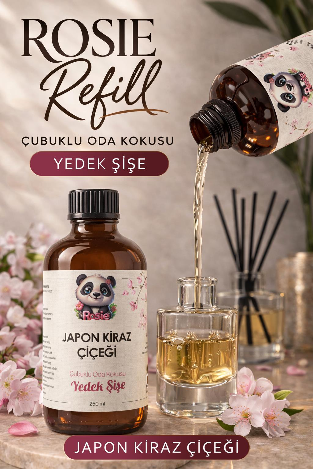 Rosie Japon Kiraz Çiçeği Çubuklu Oda Kokusu Yedek Şişe 250 ml – Sakura Reed Diffuser Refill