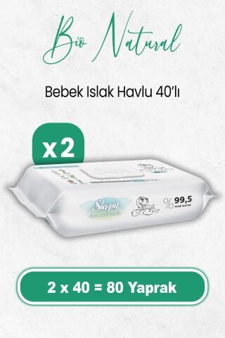 Sleepy Bio Natural Yenidoğan Islak Havlu 40 x 2 Adet (80 Yaprak)