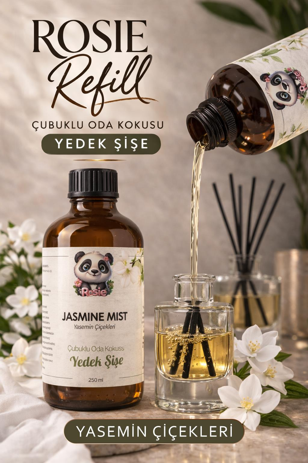 Rosie Jasmine Mist Çubuklu Oda Kokusu Yedek Şişe 250 ml – Reed Diffuser Refill