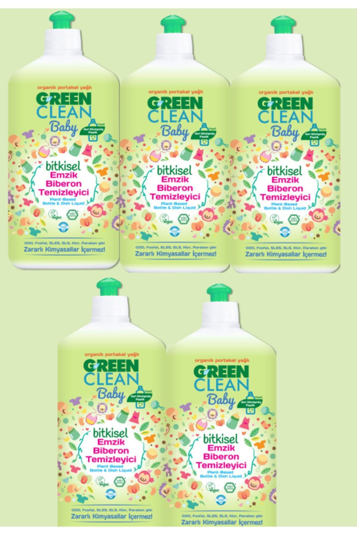 Green Clean Baby Organik Portakal Yağlı Bitkisel Emzik Biberon Temizleyici (500 Ml) - 5'li
