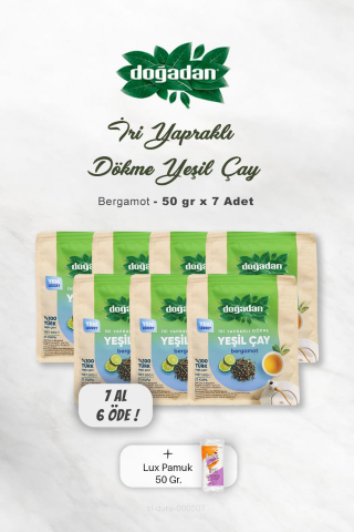 7 AL 6 ÖDE Doğadan Dökme Yeşil Çay Bergamot 50 gr,  Pamuk