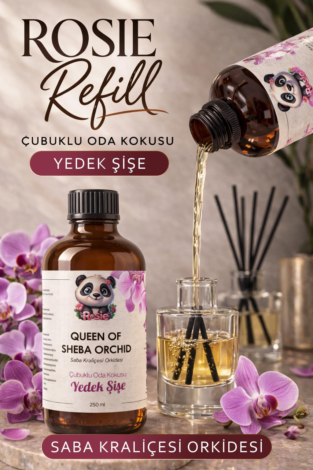 Queen of Sheba Orchid Çubuklu Oda Kokusu Yedek Şişe 250 ml – Orchid (Orkide) Reed Diffuser Refill
