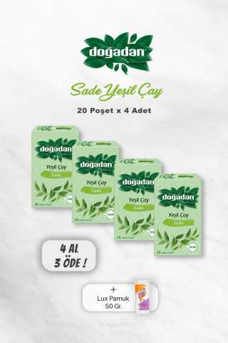 4 AL 3 ÖDE Doğadan Yeşil Çay Sade 20'li, Pamuk